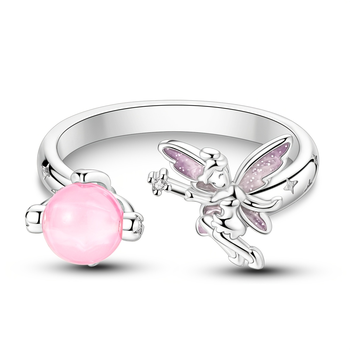 Silvery Color Adjustable Women's Ring, Fairy Glow Design